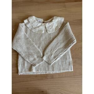 NWT Zara Collar Sweater Cream 4–5T